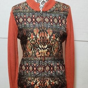 One World Zip Up Sweater Size Large